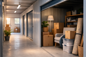 Storage unit protecting items from damp and temperature changes